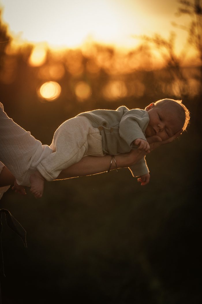 Ambiance douce du shooting naissance